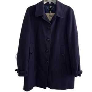 EUC Burberry Purple Wool Cashmere Blend Button Pea Coat Size 8 Med ❤️